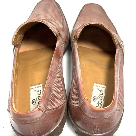 ALDO BRUE Penny Loafers Brown Perforated Italian Nabuk Leather Shoes - Picture 8 of 12